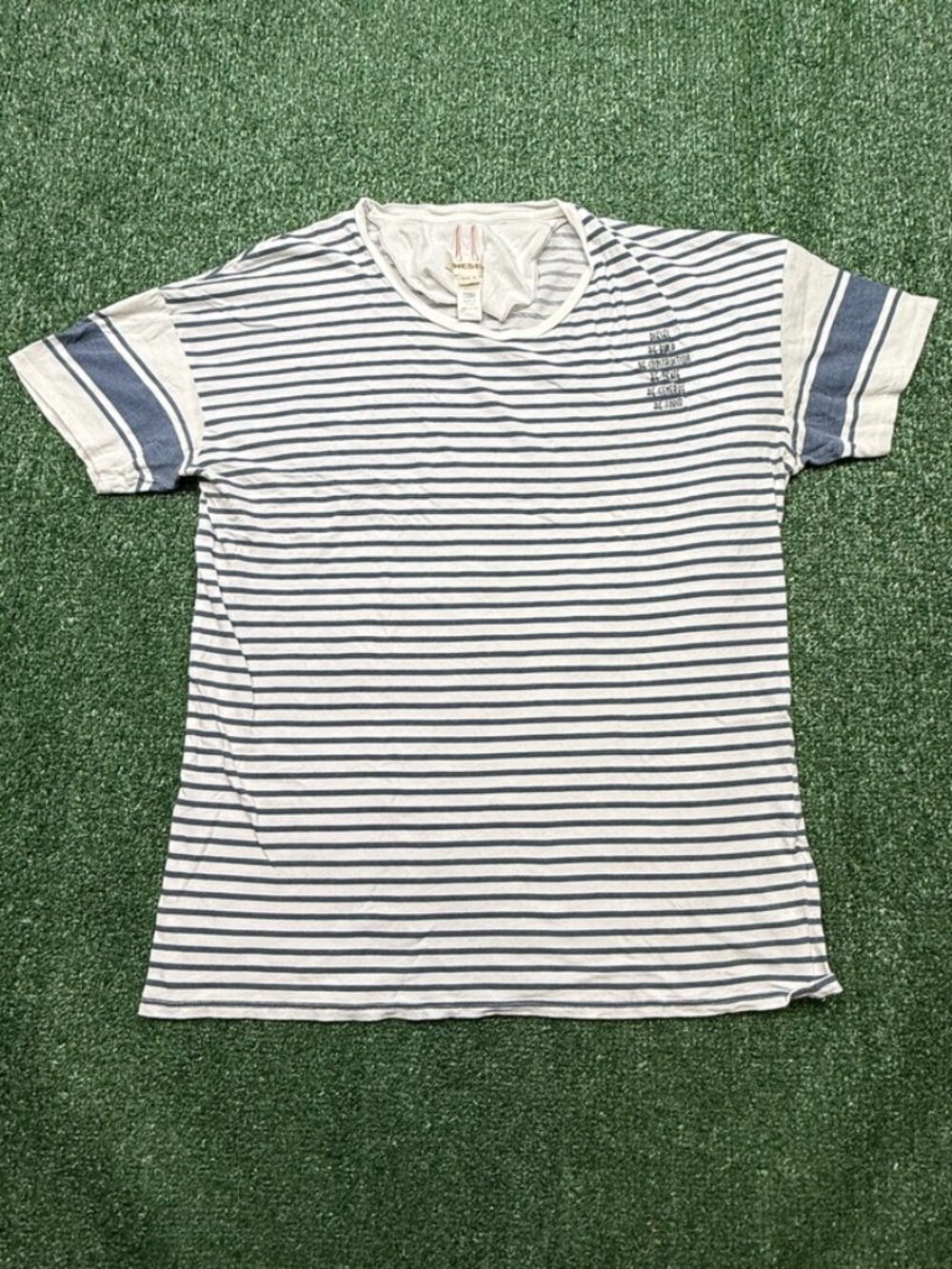 Vintage Y2K Diesel T Shirt Womens Size M White Blue Striped